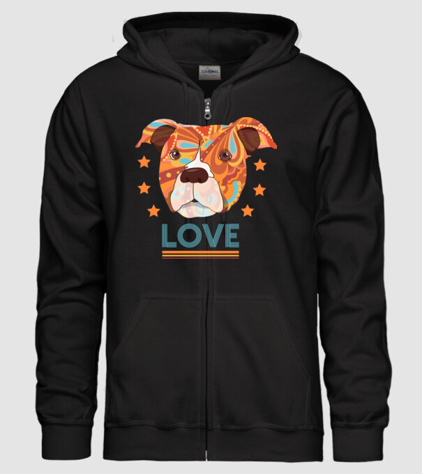 Dragoste Pitbull model negru pe tricou
