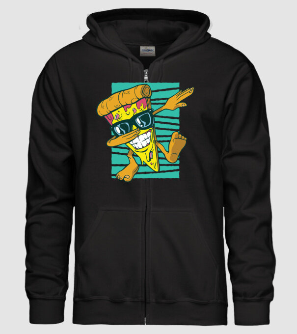 Felie de pizza DAB model negru pe tricou