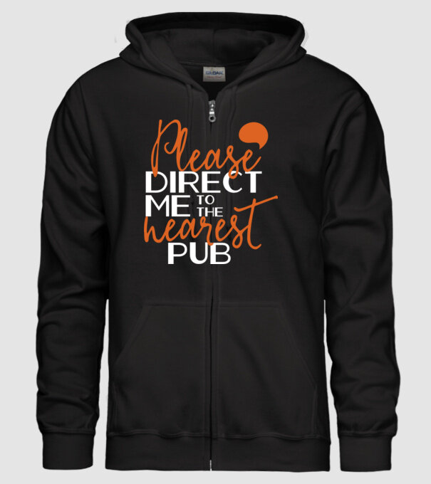 Please direct me to the nearest pub model negru pe tricou
