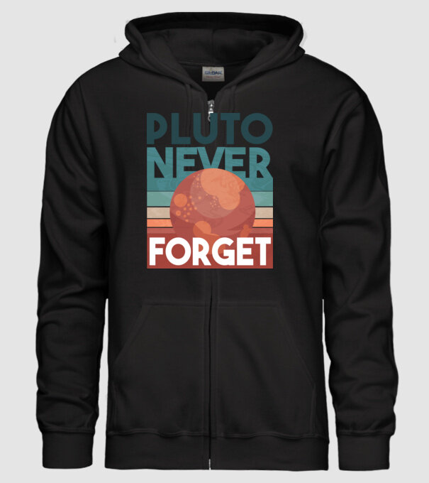 Pluto never forget model negru pe tricou