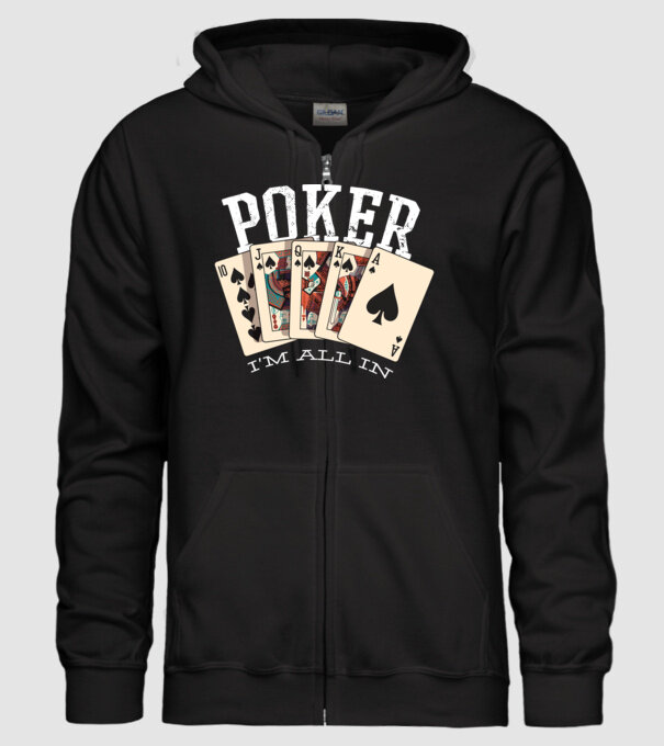 Poker All in model negru pe tricou