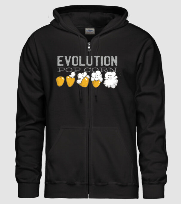 Evoluție Popcorn model negru pe tricou