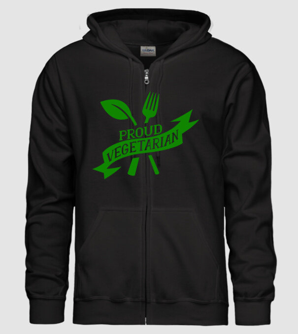 Proud Vegetarian model negru pe tricou
