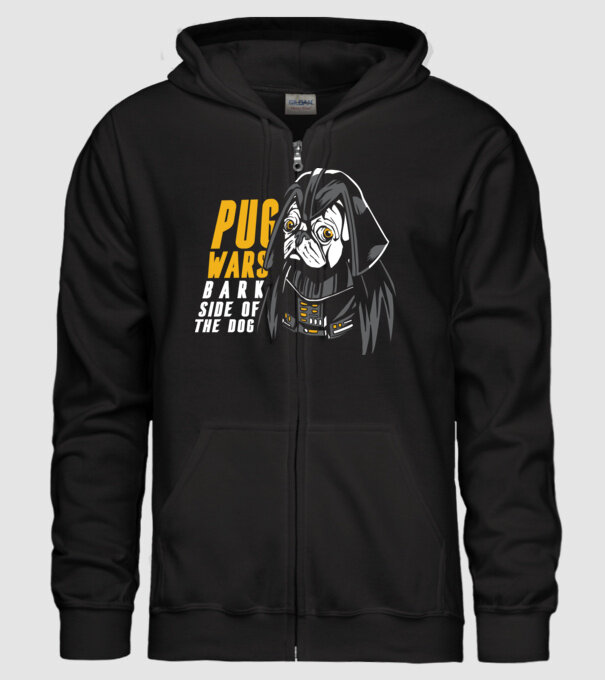 Pug Wars Mops model negru pe tricou