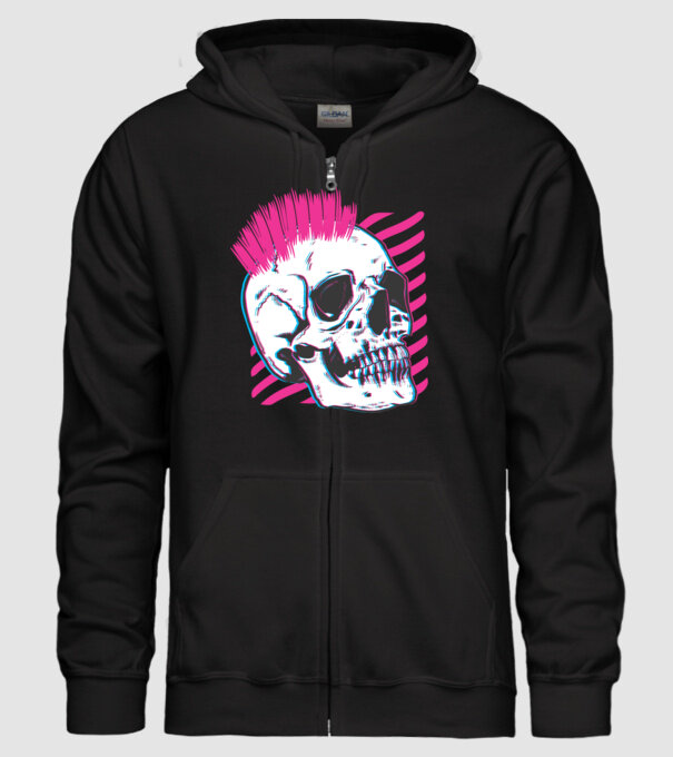 Craniu Punk model negru pe tricou