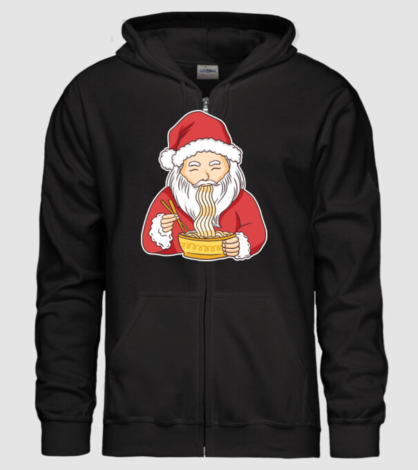 Moș Crăciun Ramen model negru pe tricou