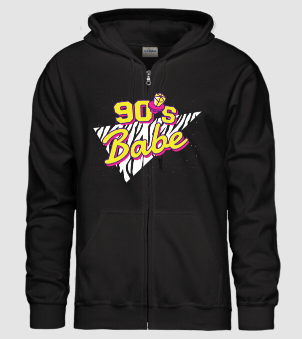 Retro 90s Babe model negru pe tricou
