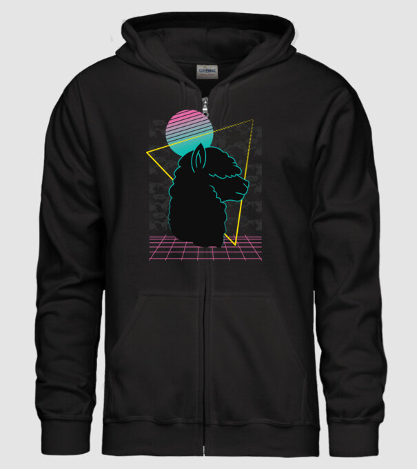Retro Alpaka model negru pe tricou