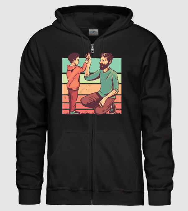 Tată și fiu retro model negru pe tricou
