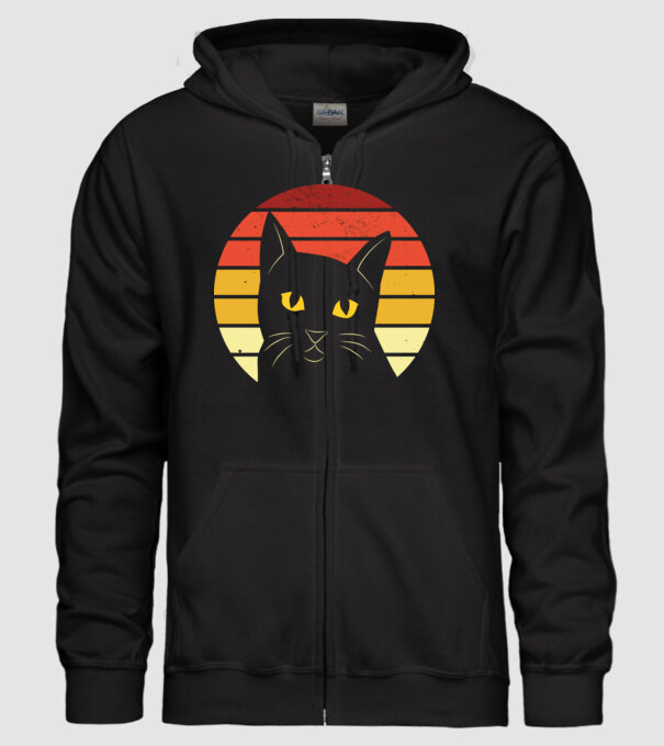 Cap pisică retro model negru pe tricou