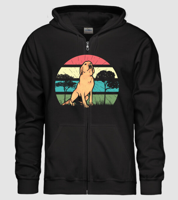 Golden Retriever retro model negru pe tricou