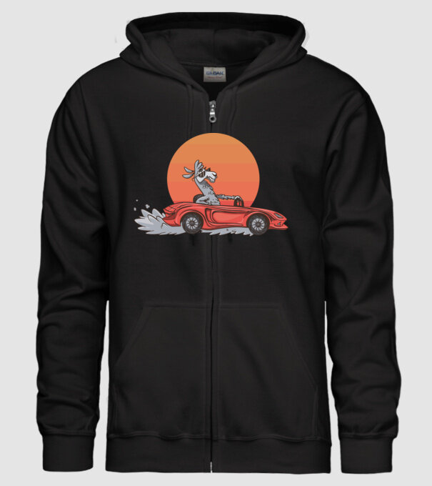 Mașină Retro Llama model negru pe tricou