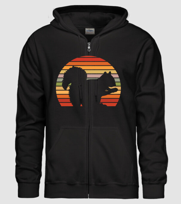 Veveriță Retro model negru pe tricou