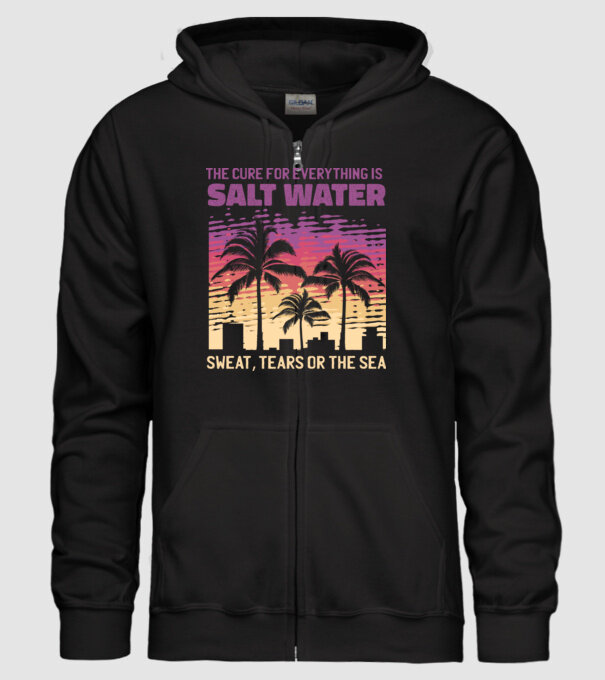Retro Sunset - Apa sărată este leac pentru orice model negru pe tricou