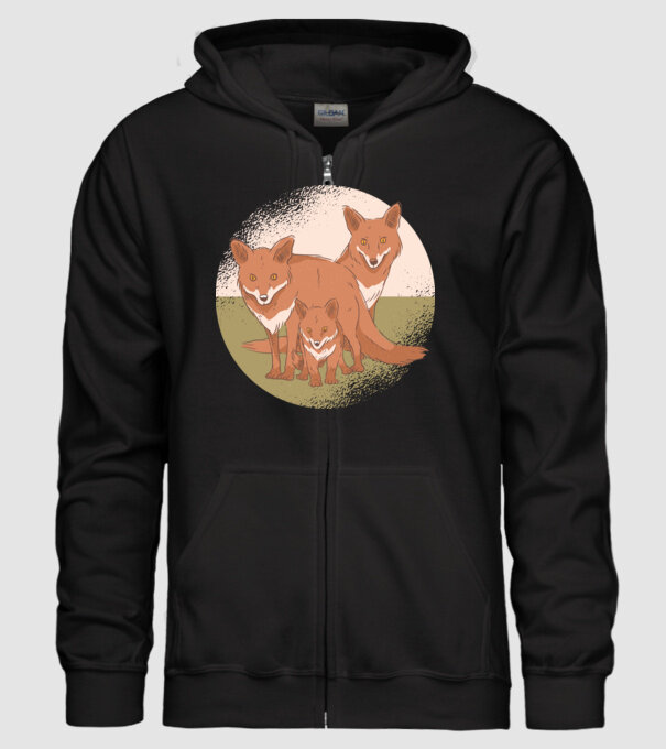 Familie Vulpe model negru pe tricou
