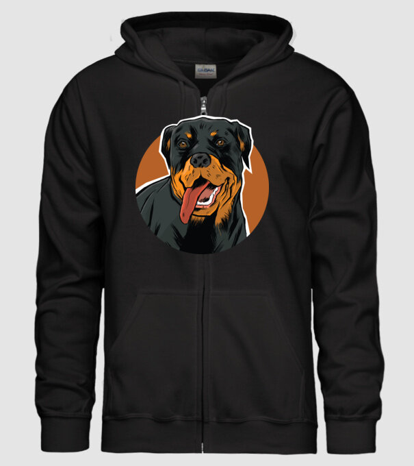 Tricou cu Câine Rottweiler model negru pe tricou