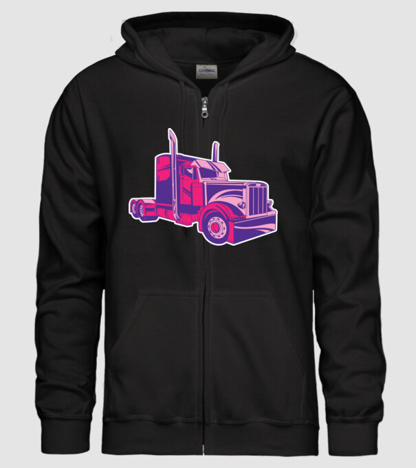 Camion roz model negru pe tricou