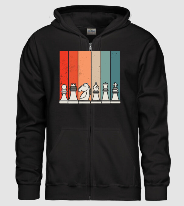 Șah Retro model negru pe tricou