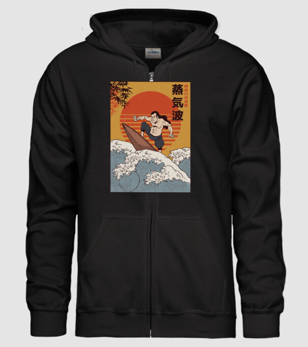 Samurai Surf model negru pe tricou