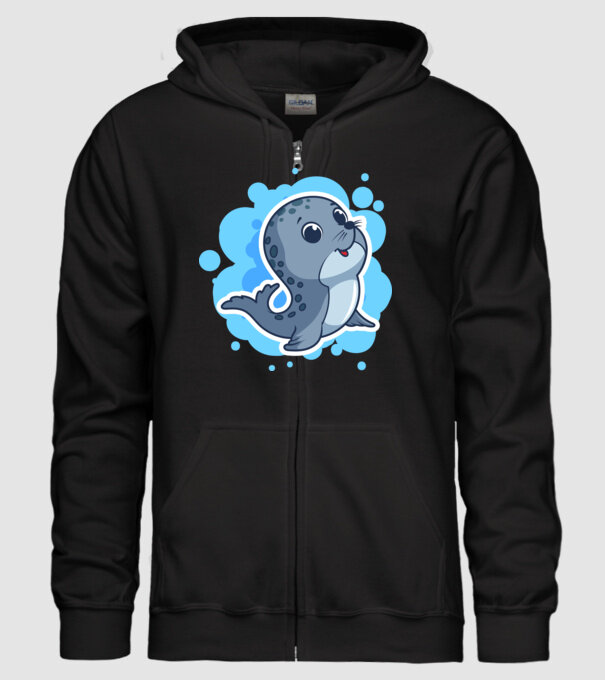 Sea Lion - Focă drăguță model negru pe tricou