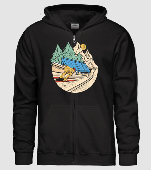 Săritor cu schiuri model negru pe tricou