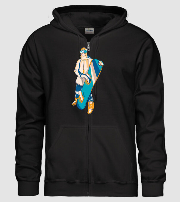 Snowboarder model negru pe tricou