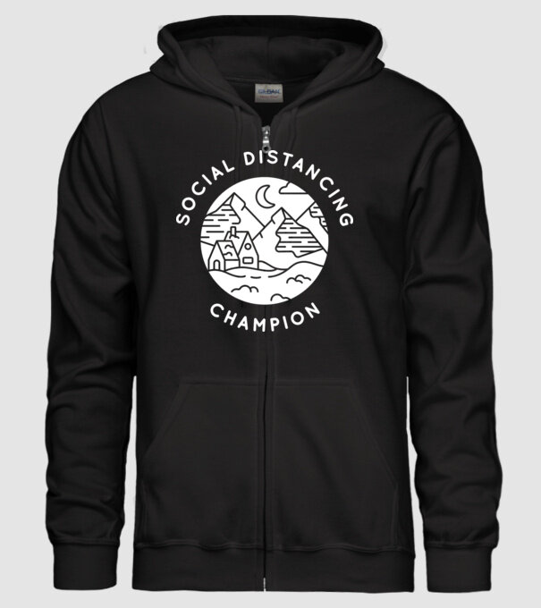 Social distancing champion model negru pe tricou