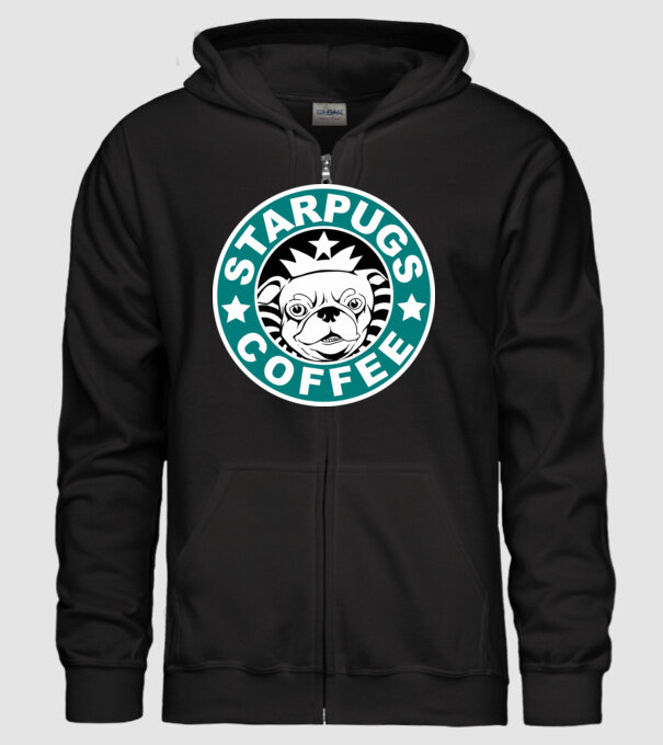 Starpugs Coffee model negru pe tricou