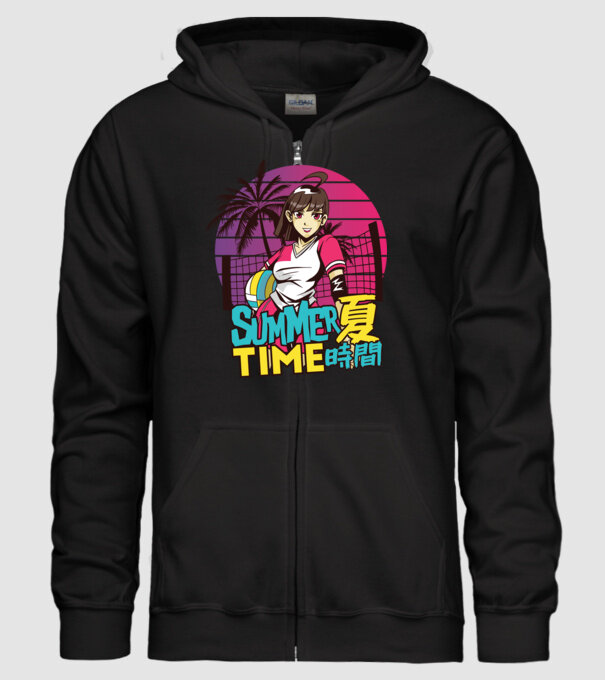 Summer Girl Anime Fată Manga model negru pe tricou