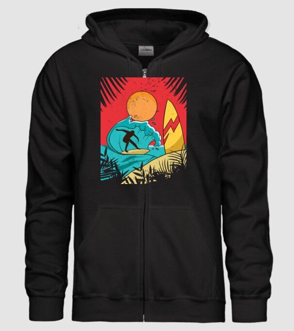Afiș Surf model negru pe tricou