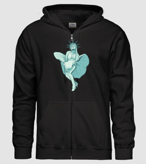 Statuia Libertății rușinos model negru pe tricou
