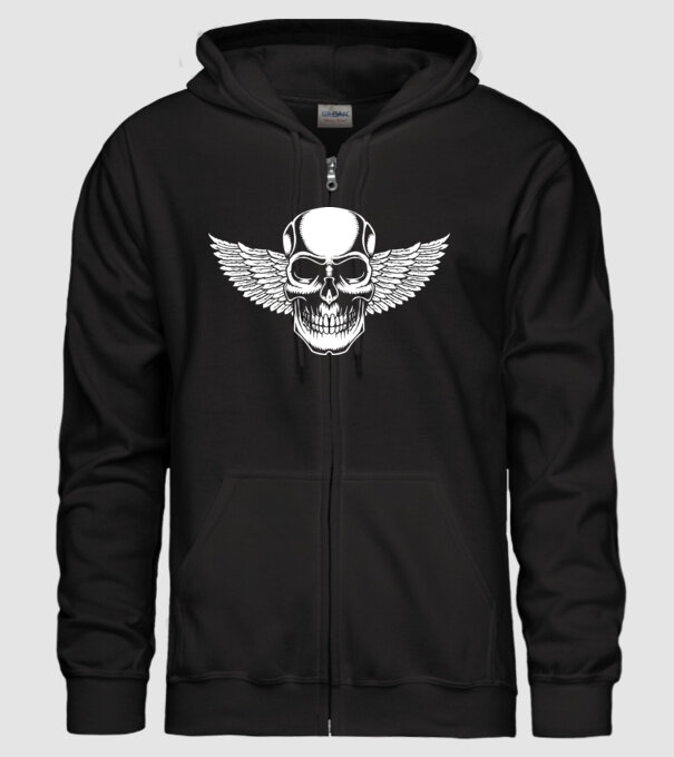 Craniu cu Aripi model negru pe tricou
