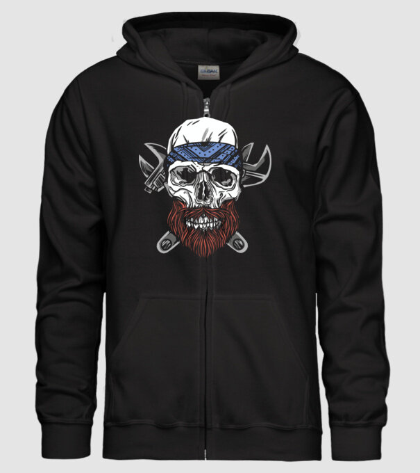 Craniu Instalator Barbă model negru pe tricou