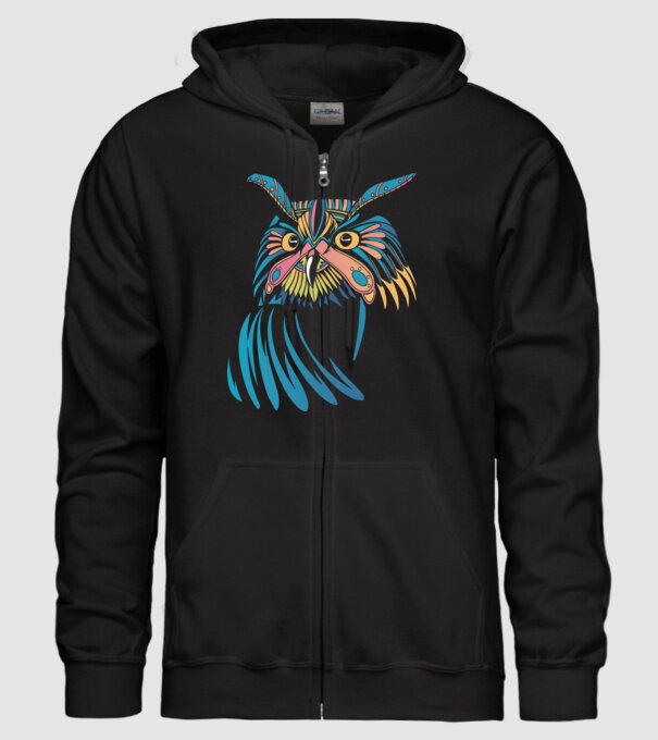 Bufniță colorată model negru pe tricou
