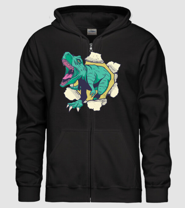 T-rex 3D model negru pe tricou