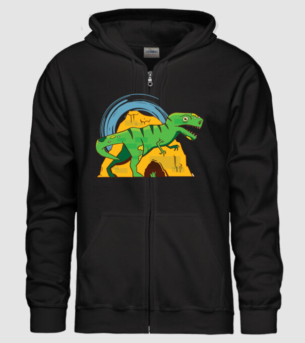 Dinozaur T-rex model negru pe tricou