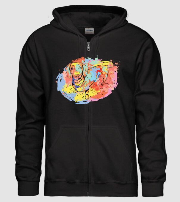 Teckel colorat model negru pe tricou