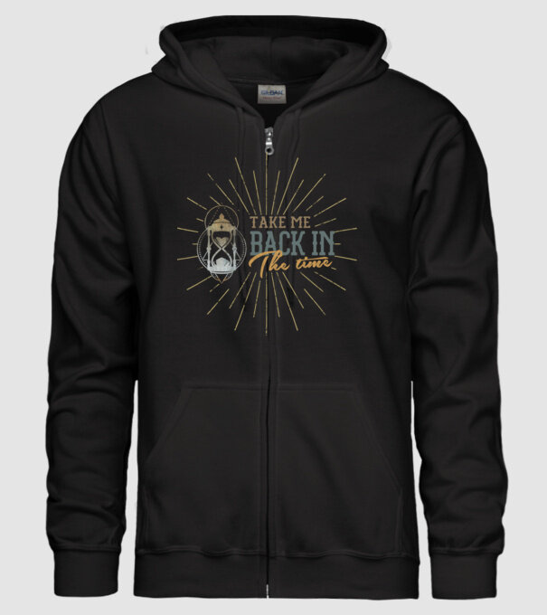 Take me back in the time model negru pe tricou