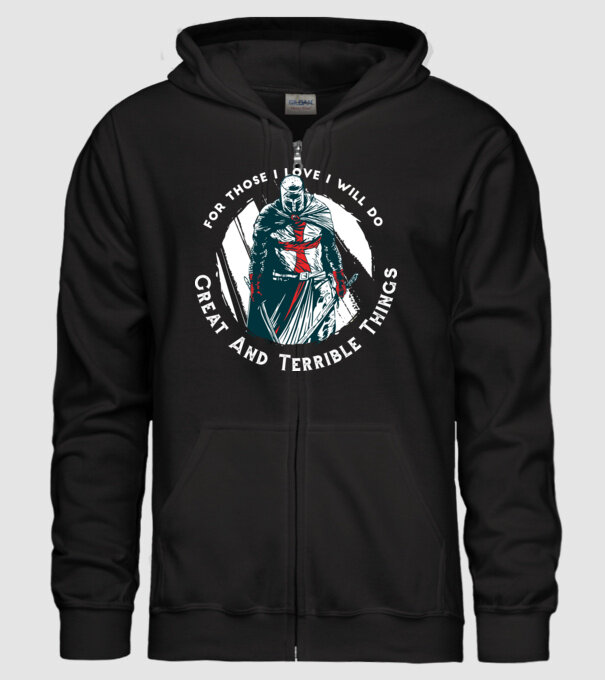 Cavaler Templier model negru pe tricou