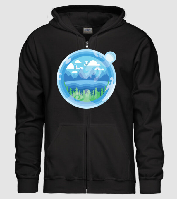 Natură model negru pe tricou