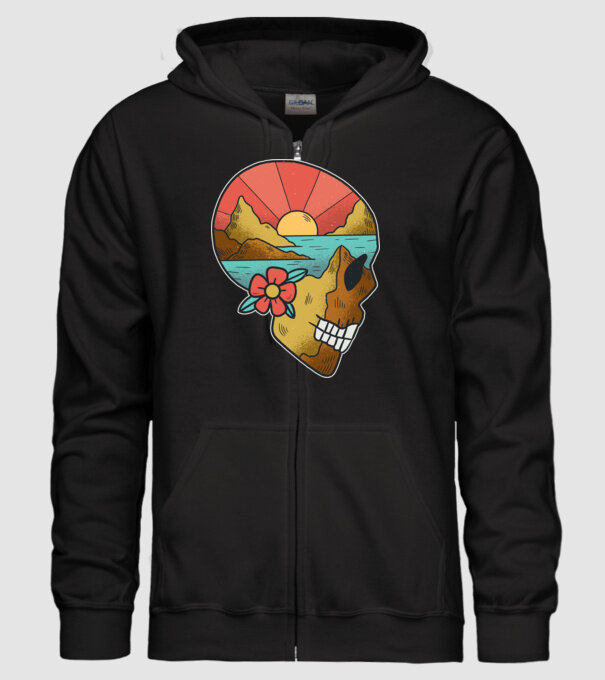 Natură Craniu model negru pe tricou