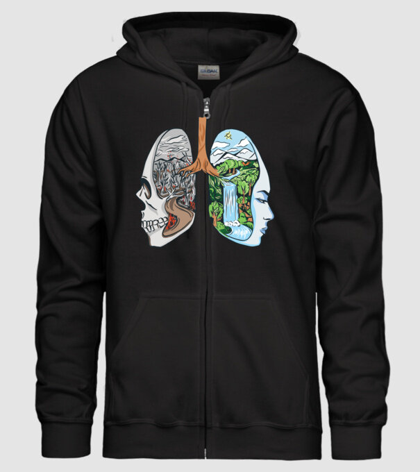 Natură Plămâni imagine model negru pe tricou