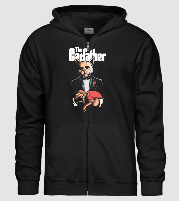 The Catfather model negru pe tricou