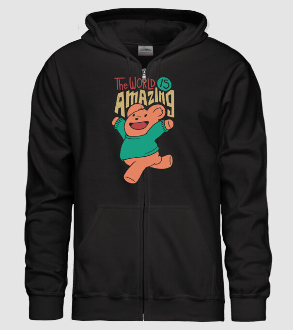 The world is amazing ursuleț Teddy model negru pe tricou