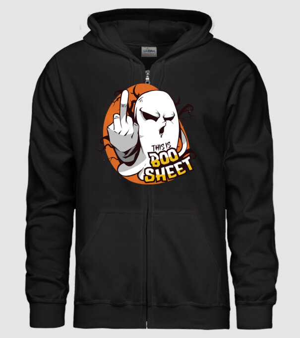 This is Boo Sheet Halloween model negru pe tricou