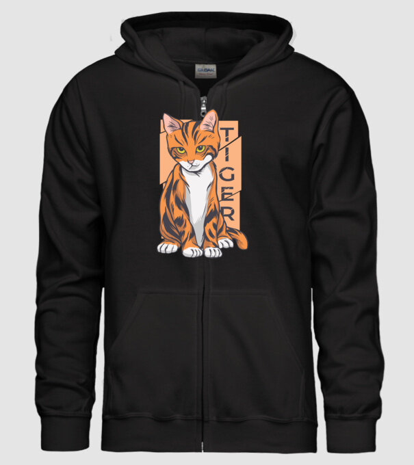 Pisică Tigru model negru pe tricou