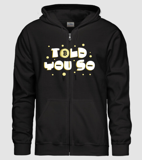 Told You So Bitcoin model negru pe tricou