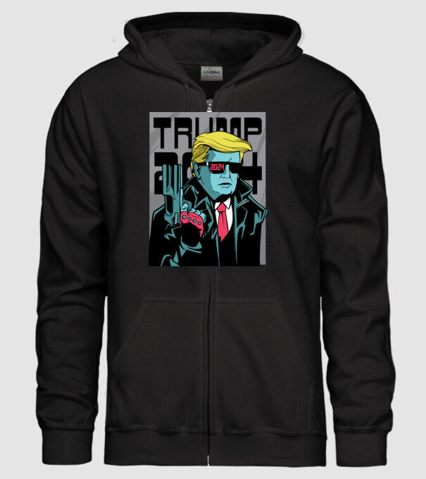 Trump Terminator 2024 model negru pe tricou