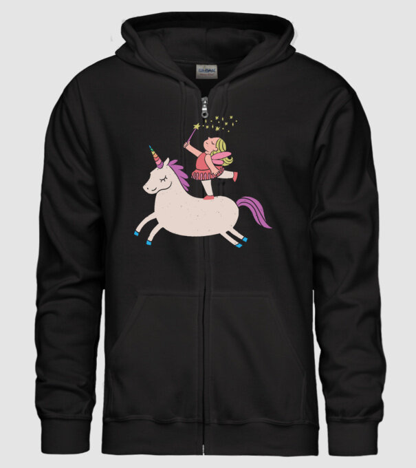 Zână Unicorn model negru pe tricou