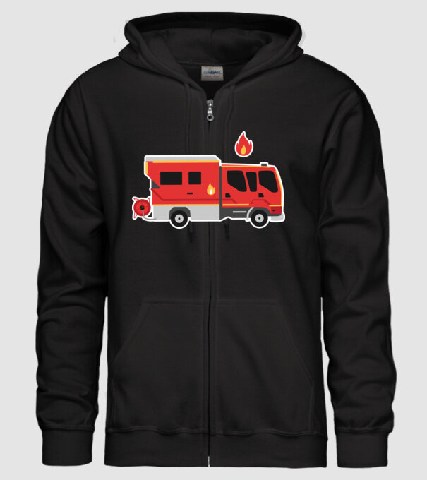 Mașină de pompieri model negru pe tricou